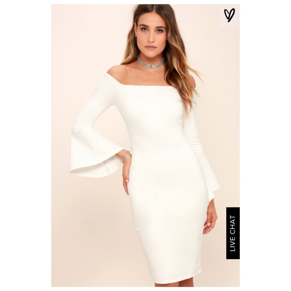 Lulus All She Wants White Off The Shoulder Midi